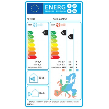 Sendo Zeas SND-24ZES3-ID/SND-24ZES3-OD Κλιματιστικό Inverter 24000 BTU A+++/A++